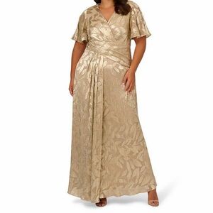 Adrianna Papell Gold Floral Maxi Dress